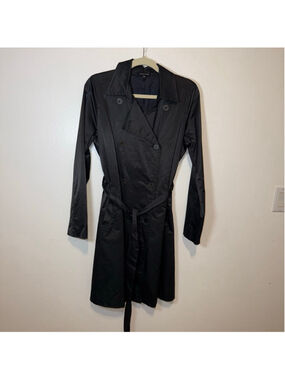 EILEEN FISHER Black satiny feel Trench Coat S